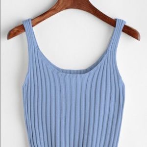 Blue cropped ribbed tank